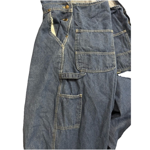 Y2k Berne Washed Blue Denim Bib Overalls 50" Work Farm Grandpacore DEADSTOCK - Picture 5 of 8